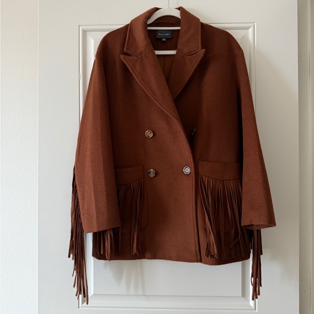 Line & Dot Western Fringe Oversized Coat | sz XS